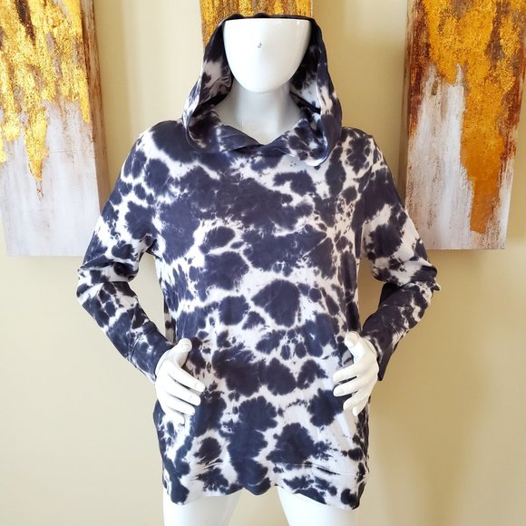 Wonder Nation Tie Dye Black & White Ribbed Hem Hoodie SZ XL (14-16) - Picture 1 of 9